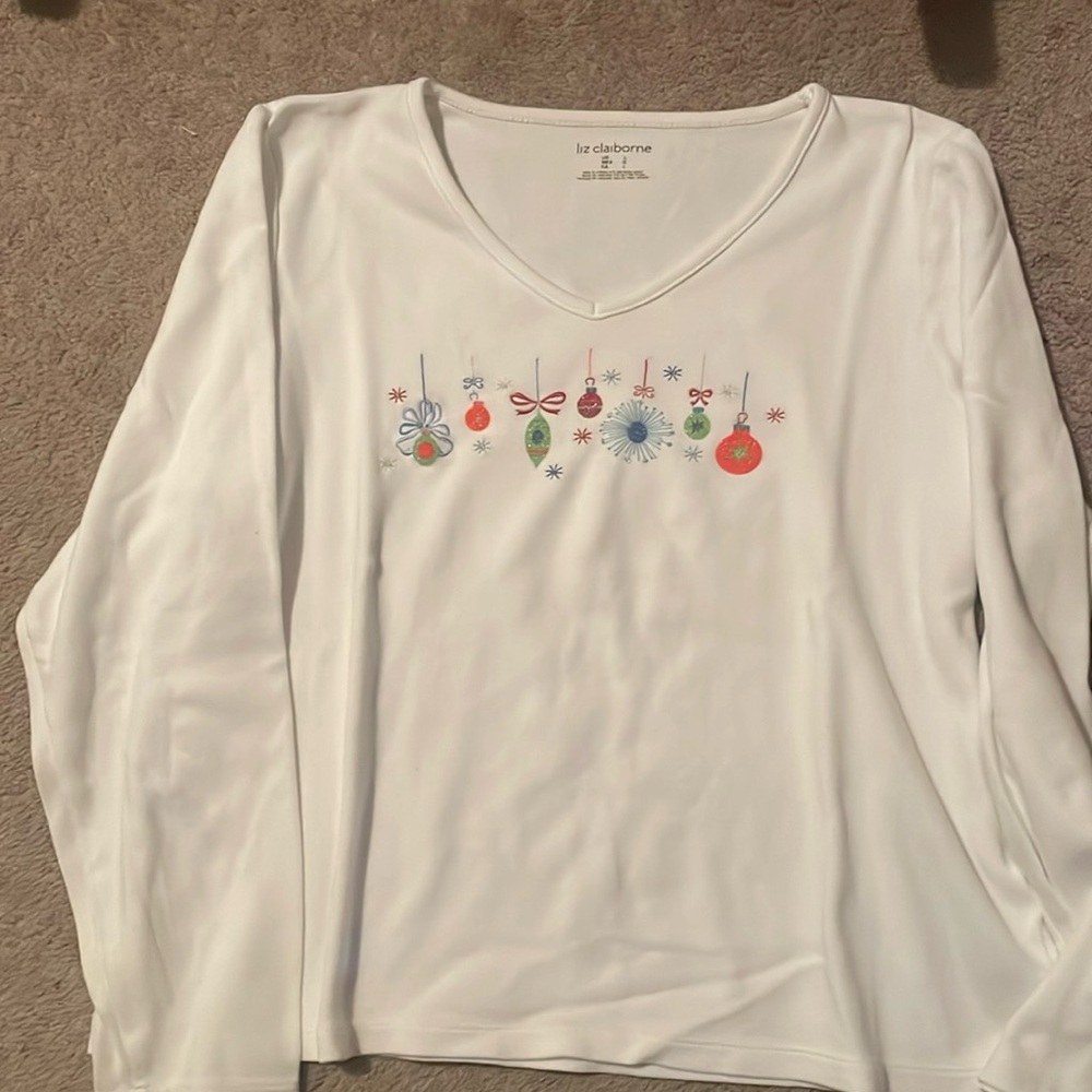 Women's Christmas V-neck, long sleeve shirt
